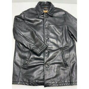 VTG 90s/Y2K Marc New York Andrew Marc Black Grain Leather Heavy Car Coat L EUC